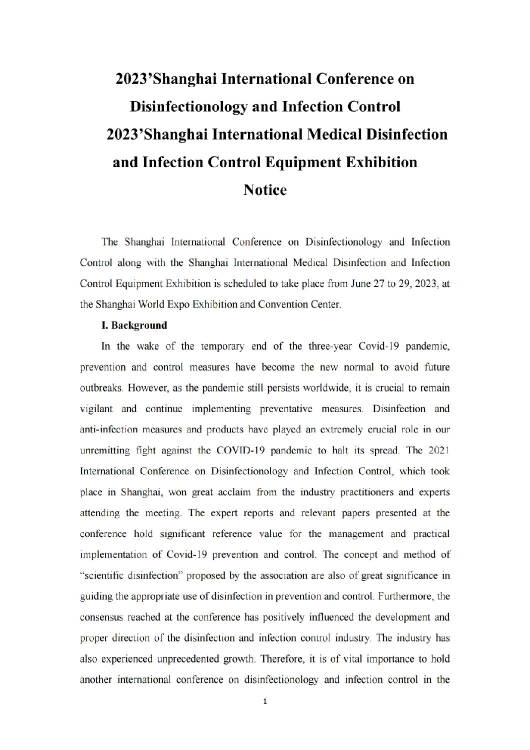 2023’Shanghai International Conference onDisinfectionology and Infection Control  2023’Shanghai International Medical Disinfectionand Infection Control Equipmen